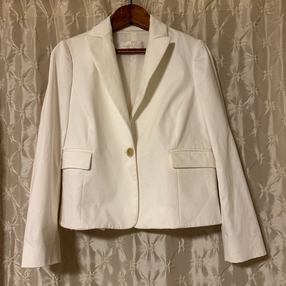 Valentino Cream Single-Button Blazer, size 46/10